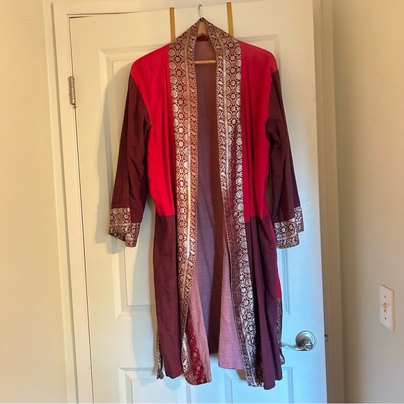 Silk Triangle Kimono Robe Reversible size Small - Picture 3 of 11